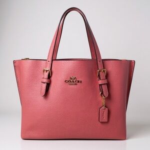 Coach Mollie 25 Crossgrain Leather Satchel with Crossbody Strap in Rose Pink